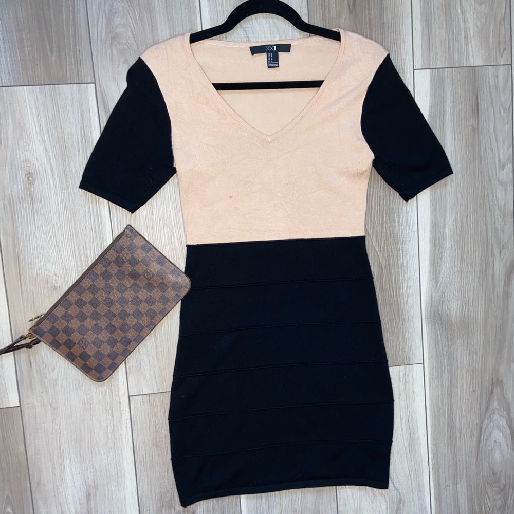 Forever21 Tan & Black Sweater Dress - Picture 2 of 5